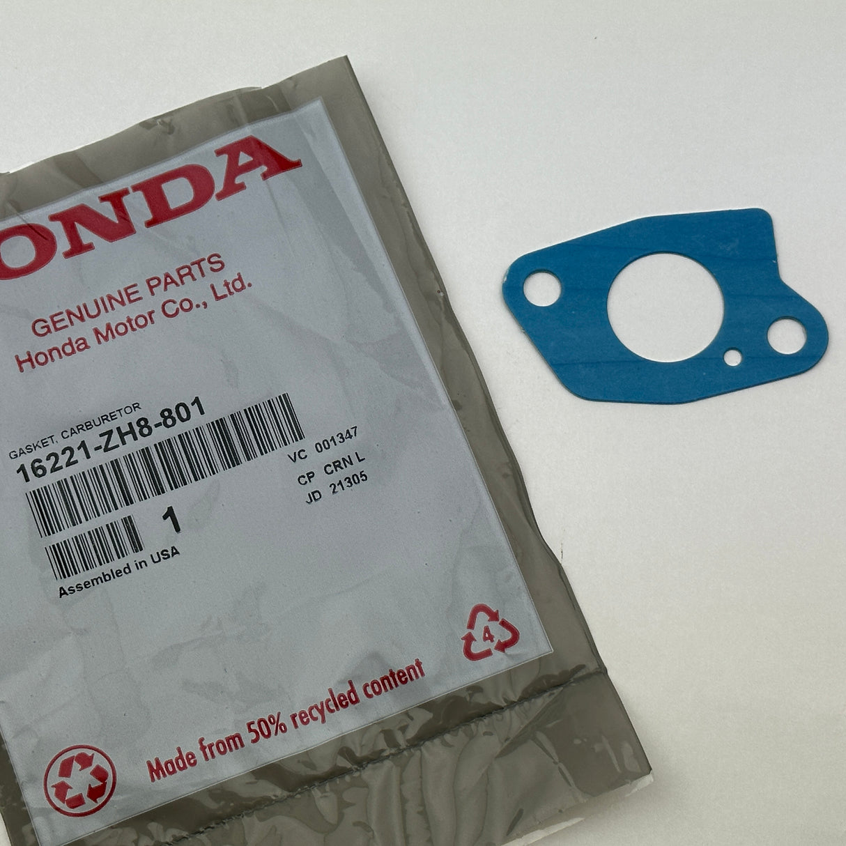 Genuine Honda GX120, GX160, GX200 Carburetor Intake Gasket for all Engines 16221-zh8-801