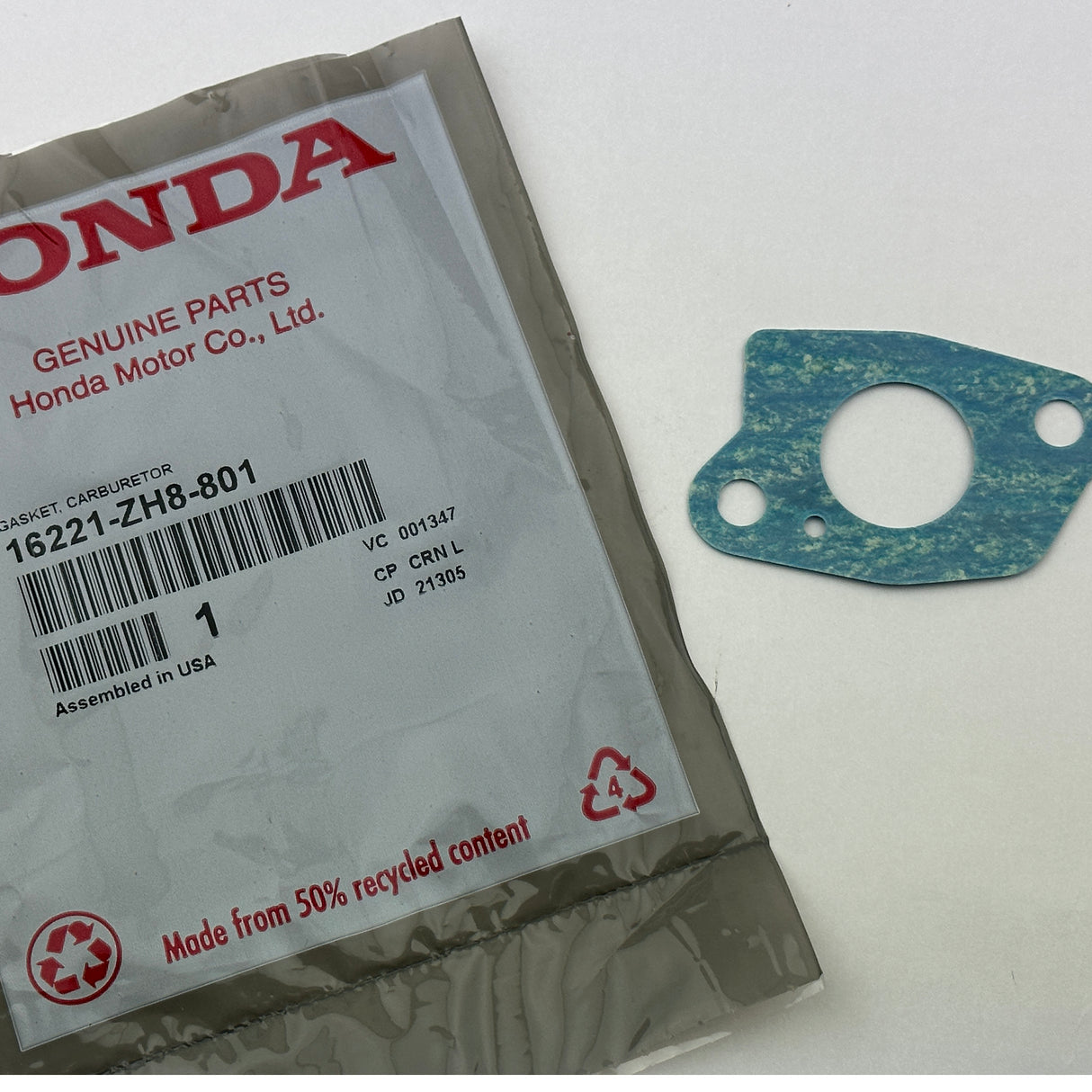 Genuine Honda GX120, GX160, GX200 Carburetor Intake Gasket for all Engines 16221-zh8-801