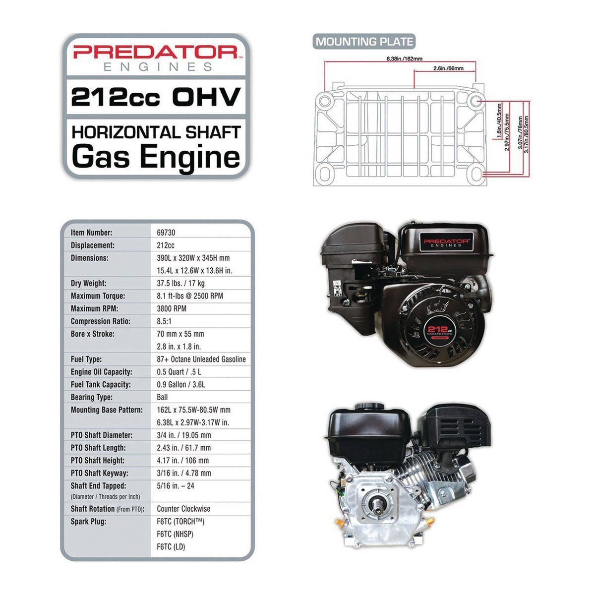 Predator 212 Horizontal Shaft Mini Wedge or Oval Kart Krybaby Race Prepped Engine Hemi - Cast valve cover