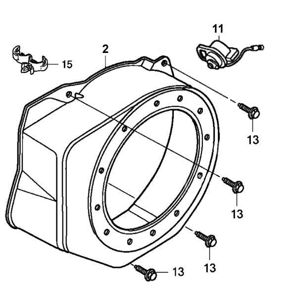 Genuine Honda GX120, R280 Red - Fan Cover Housing, Side Flywheel Cover. 19610-ze0-00zs