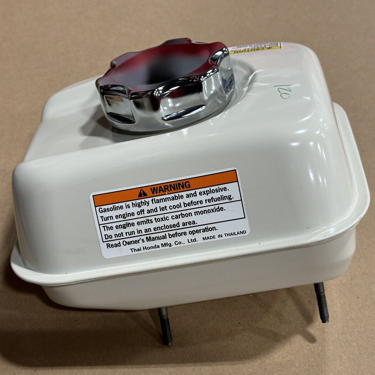 Genuine Honda GX120 Engine Fuel Gas Tank White & Chrome Cap 17510 