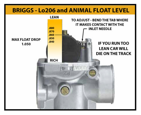 Briggs & Stratton Lo206  / Animal Carburetor Float Walbro - PZ22 555591