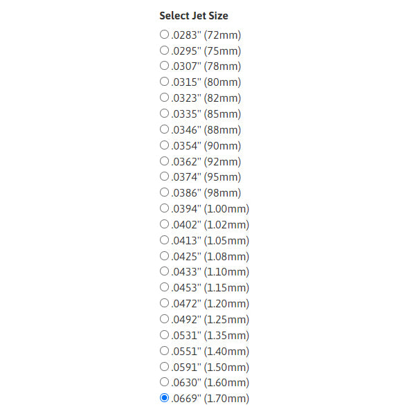Genuine Honda Carburetor GX120 GX160 Gas Jet - Pick your size also
