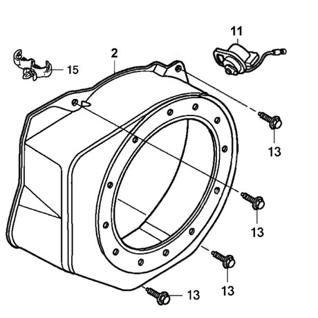 Genuine Honda GX120, R280 Red - Fan Cover Housing, Side Flywheel Cover. 19610-ze0-00zs